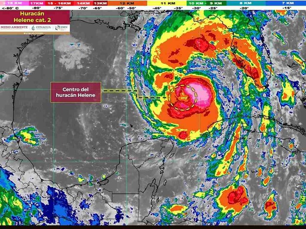 “Helene” se intensifica a huracán categoría 2; ocasionará lluvias en Península de Yucatán