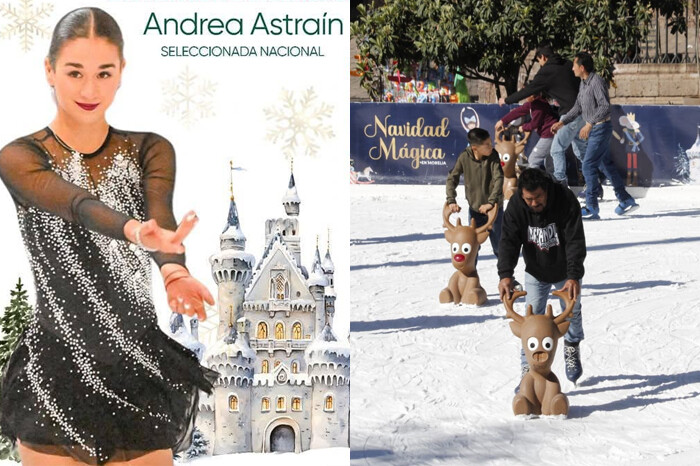 Hoy, pre cierre de lujo de la pista de hielo del centro de Morelia, con la patinadora Andrea Astraín