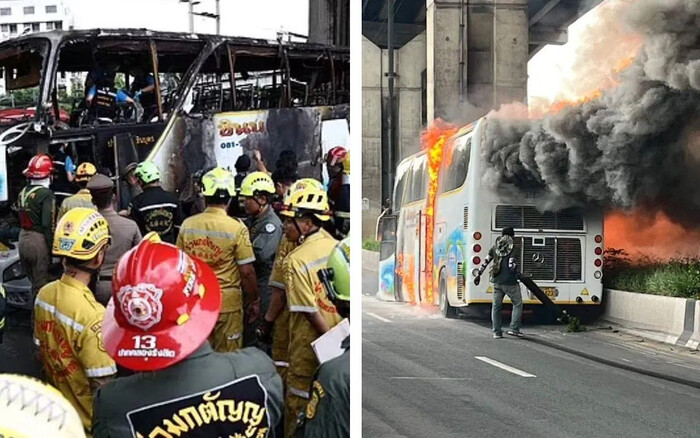 Incendio de autobús escolar deja 23 fallecidos en Tailandia