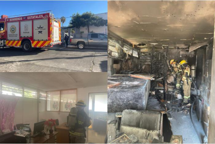 Incendio en oficina de la Secretaría del Bienestar, en Morelia, deja daños materiales
