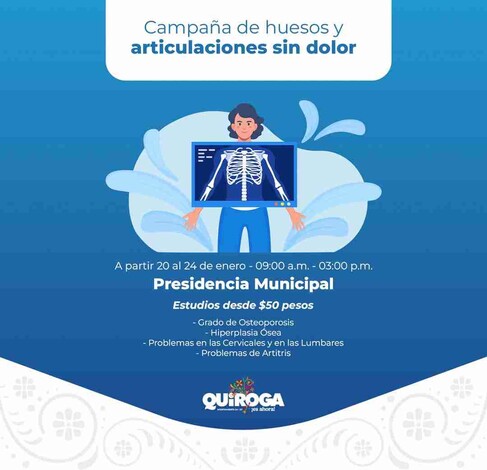 Inicia campaña “Huesos y Articulaciones Sin Dolor” en Quiroga