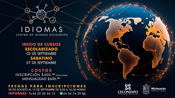 Inscripciones abiertas para cursos de Idiomas en Ceconexpo de Morelia