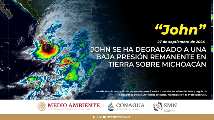 John sigue dando lata: este sábado, lluvias extraordinarias y torrenciales en Michoacán