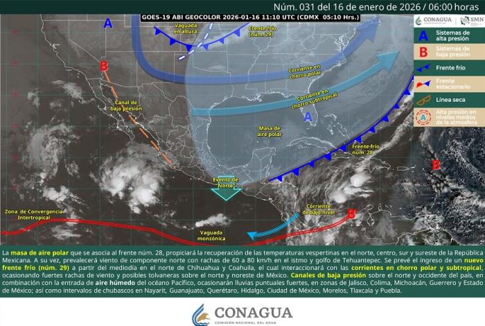 LA CNPC ACTIVA ALERTA PREVENTIVA ANTE EL INGRESO DEL FRENTE FRÍO NÚM. 29 Y UNA MASA DE AIRE POLAR