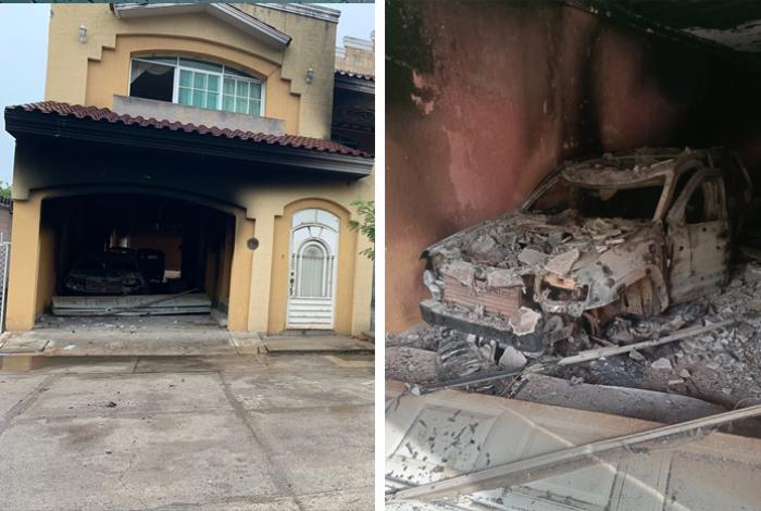 La mañana en La Ruana revela estragos de las balaceras: una casa baleada y un vehículo incendiado