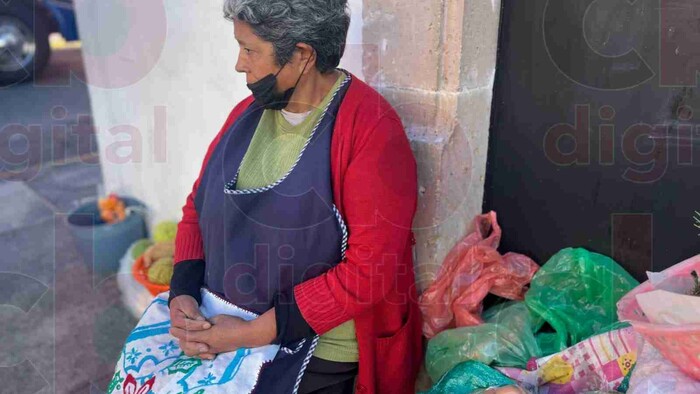 La señora Irma se gana la vida recorriendo las calles ofreciendo sus productos