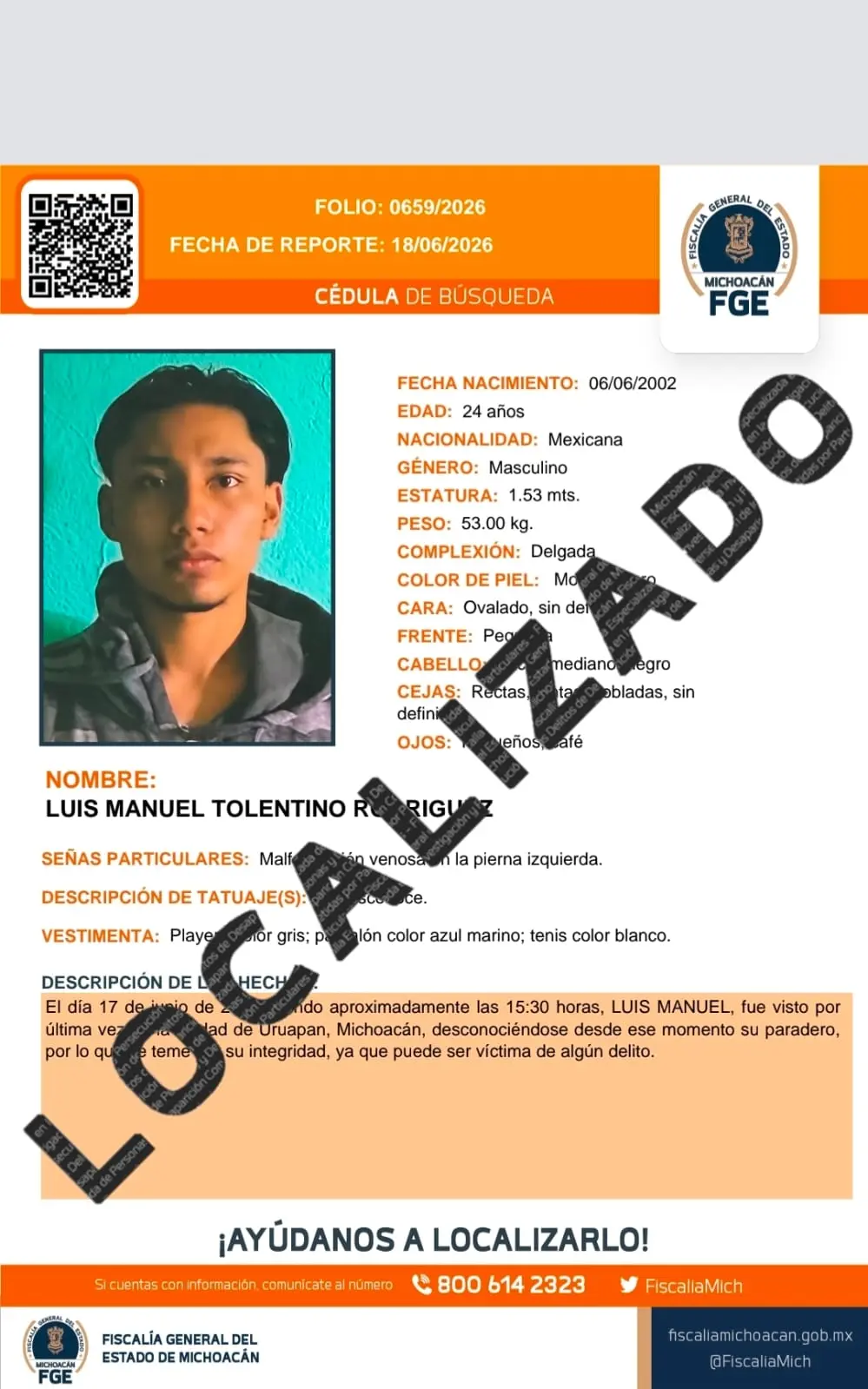 Localiza FGE a cuatro estudiantes desaparecidos en Uruapan