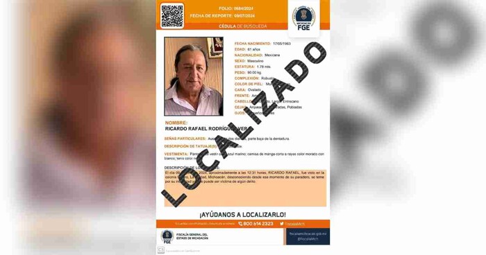 Localizan al periodista Ricardo Rafael Rodríguez Vera tras su desaparición en Michoacán