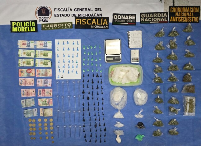 #Morelia | FGE asegura más de 23 mil dosis de narcóticos y detiene a 6 personas, en la tenencia Jesús del Monte