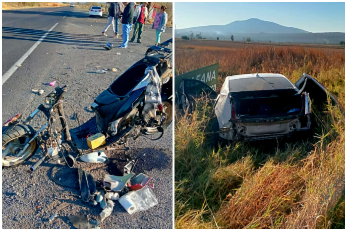 Motociclista resulta herido al chocar contra un auto, en Panindícuaro