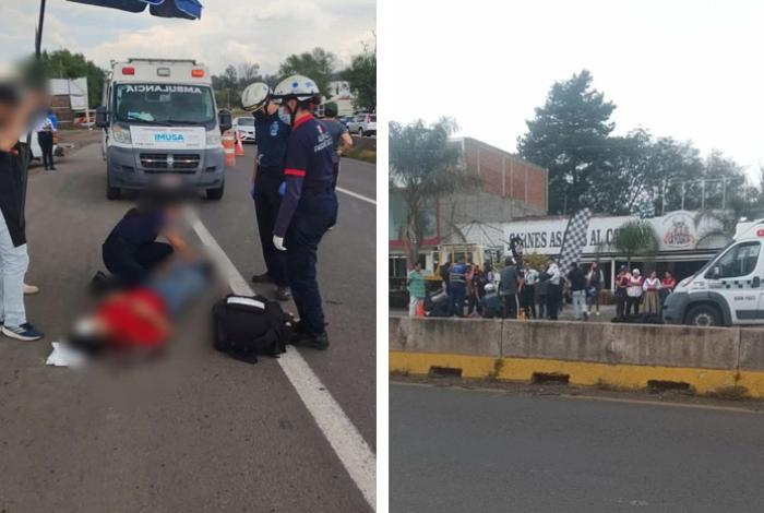 Motociclista resulta lesionado tras ser impactado de reversa por una camioneta en la Morelia–Pátzcuaro
