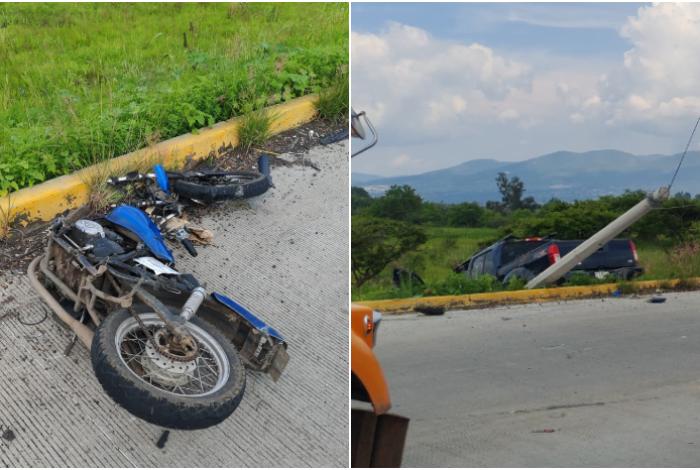 Motociclista sufre múltiples fracturas tras choque contra camioneta en Villas del Pedregal