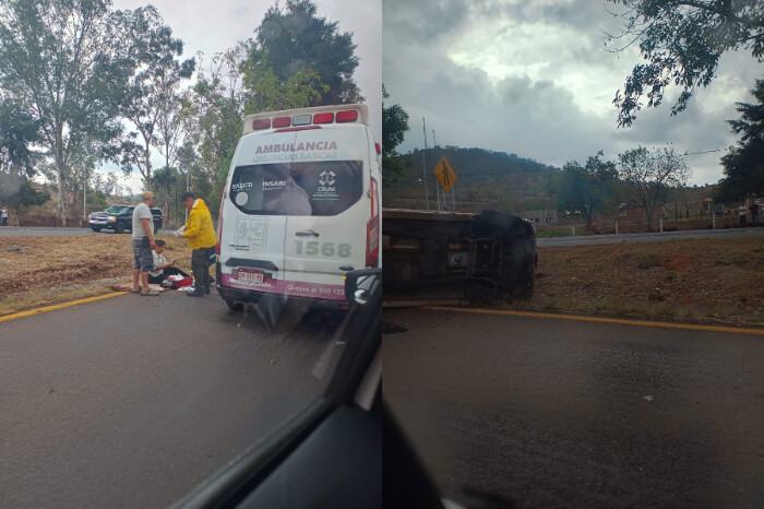 Mujer resulta herida tras volcadura de auto en El Carmen