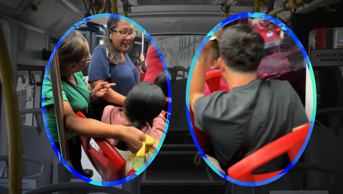 Mujeres discutían por un asiento en el transporte público y joven se termina quedando con el lugar