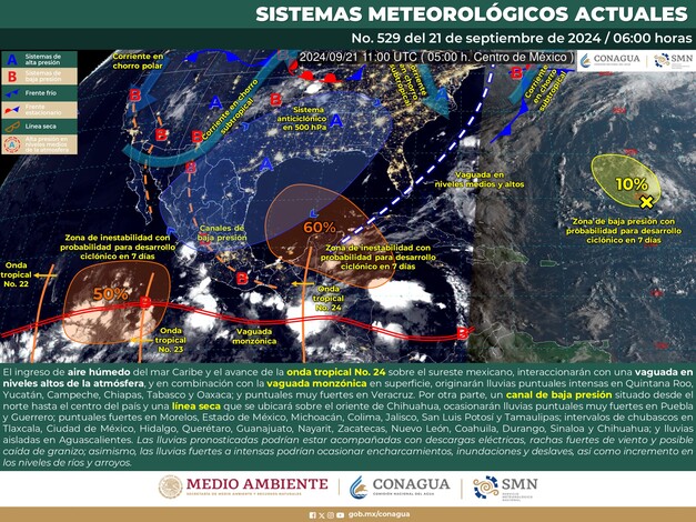 #Nacional | Conoce el pronóstico del clima para este 21 de septiembre