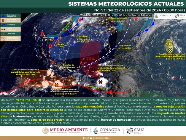 #Nacional | Conoce el pronóstico del clima para este 22 de septiembre