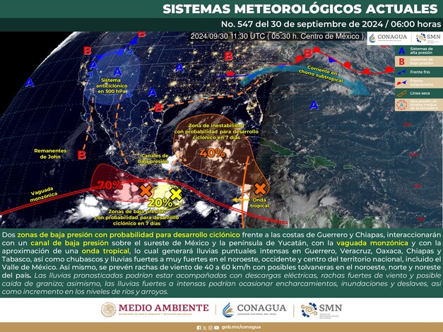 #Nacional | Conoce el pronóstico del clima para este 30 de septiembre