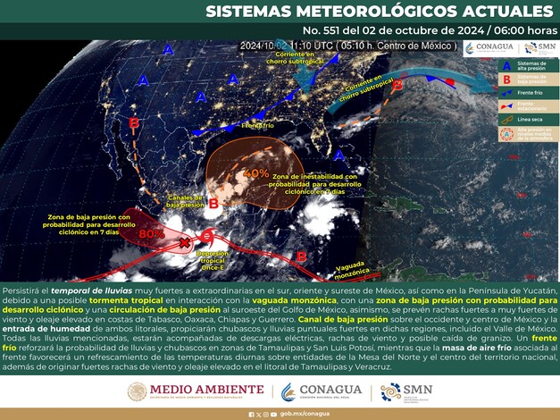 #Nacional | Conoce el pronóstico del tiempo para este 2 de octubre