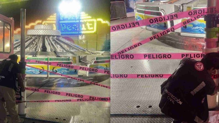 Niña de 13 años cae de juego mecánico en feria de Cozumel