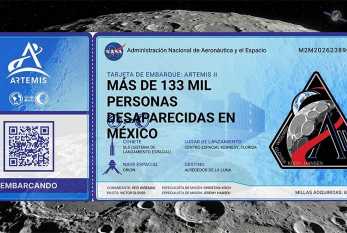 Nombres de 52 mexicanos víctimas de desaparición viajan al espacio en la misión Artemis II
