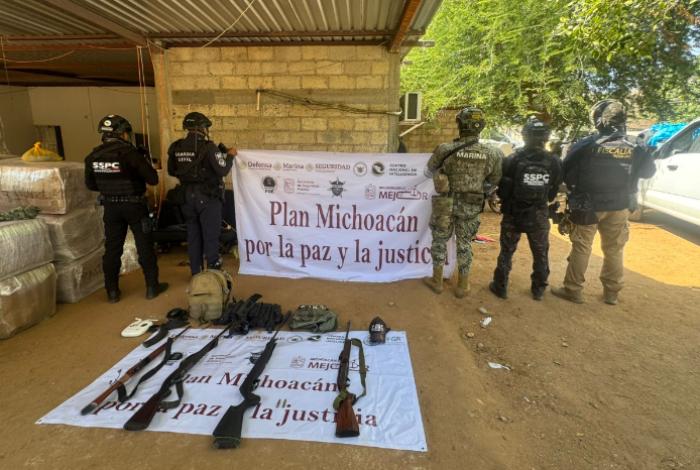 Ocho detenidos, decomisos de droga, armas, aves exóticas y piezas arqueológicas tras cateos en Huetamo