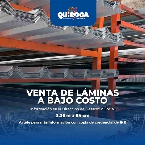 Ofrece Gobierno de Quiroga láminas galvanizadas a precio accesible para apoyar a las familias vulnerables