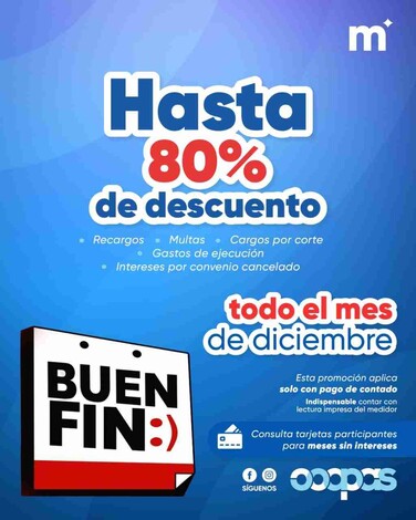 OOAPAS amplía descuentos del Buen Fin durante diciembre