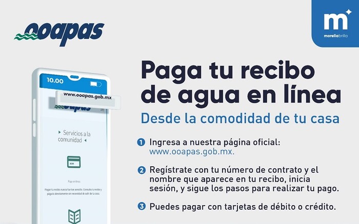 OOAPAS ofrece alternativas de pago para el lunes 16 de septiembre