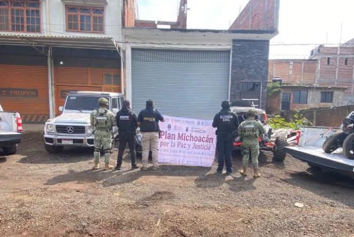 Operativo en Tocumbo y Tingüindín deja vehículos de lujo y blindados asegurados