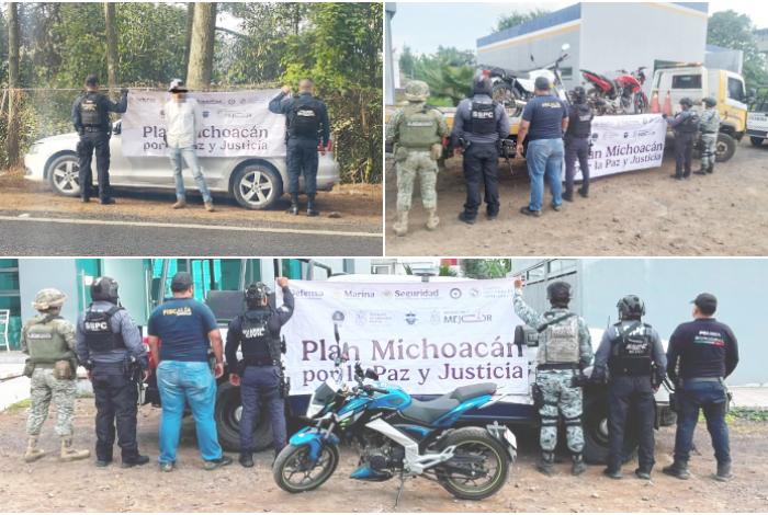 Operativos en Uruapan dejan un vehículo y 3 motocicletas recuperados; hay un detenido