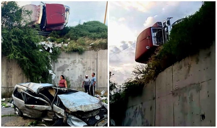 Parácuaro: De milagro sobreviven cuatro ocupantes de un auto tras chocar contra torton