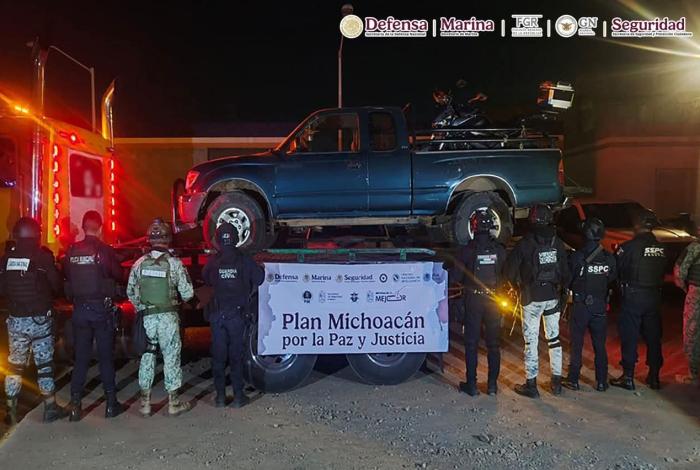 Plan Michoacán: detienen a 10, aseguran ocho arm4s y cinco vehículos