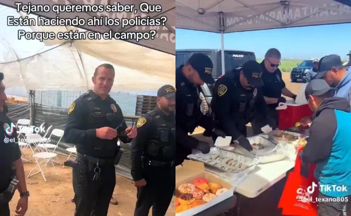 Policías de Texas en modo de agradecimiento les llevan comida a los migrantes