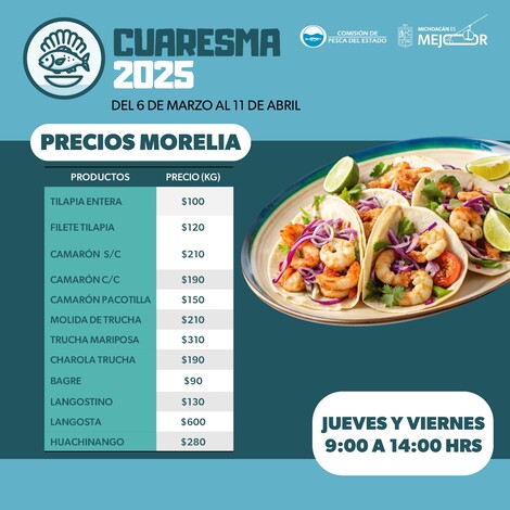 Por Cuaresma, Gobierno estatal ofertará pescados y mariscos a precios bajos