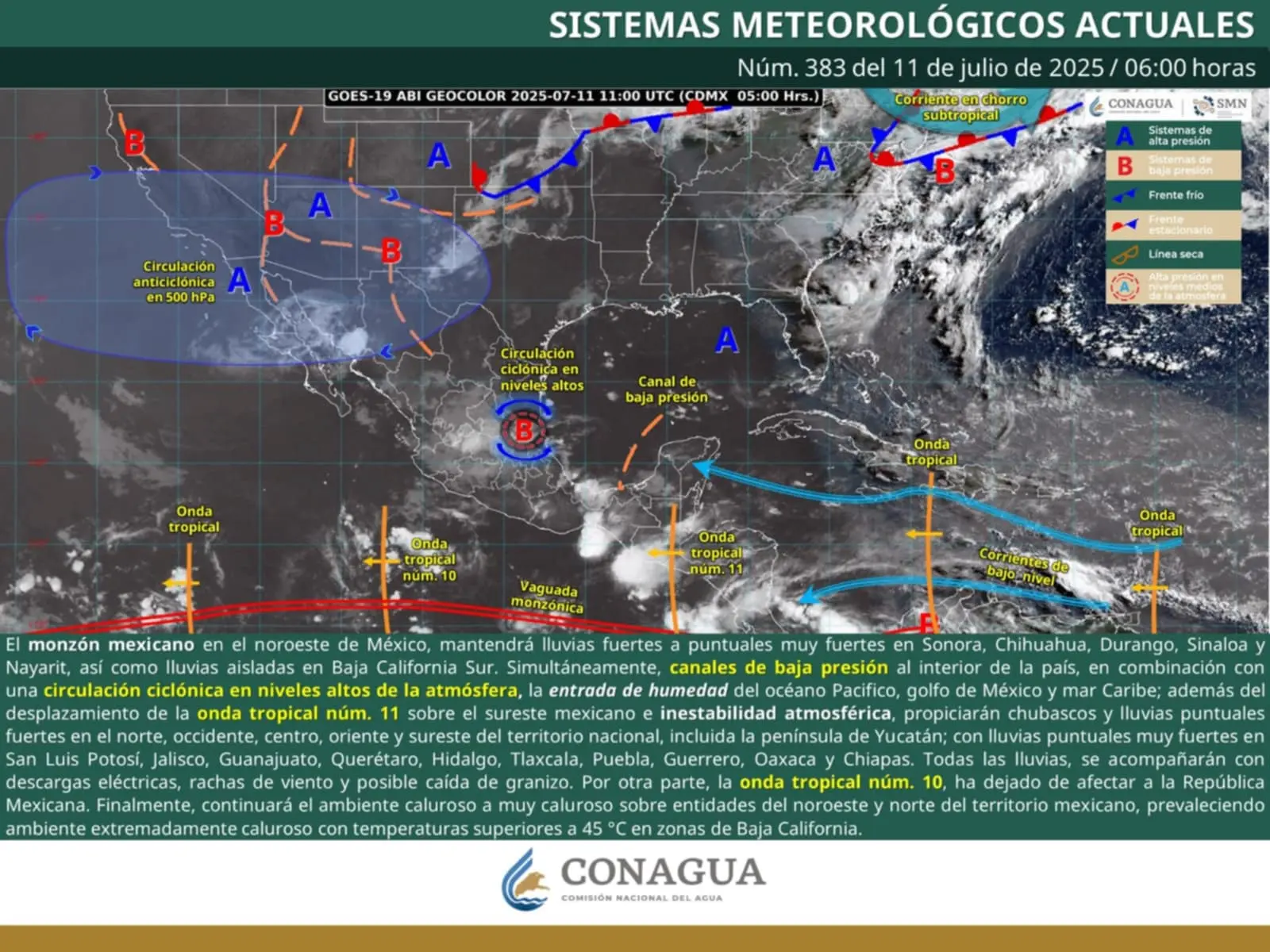 Por onda tropical No. 11, se pronostican chubascos en Michoacán