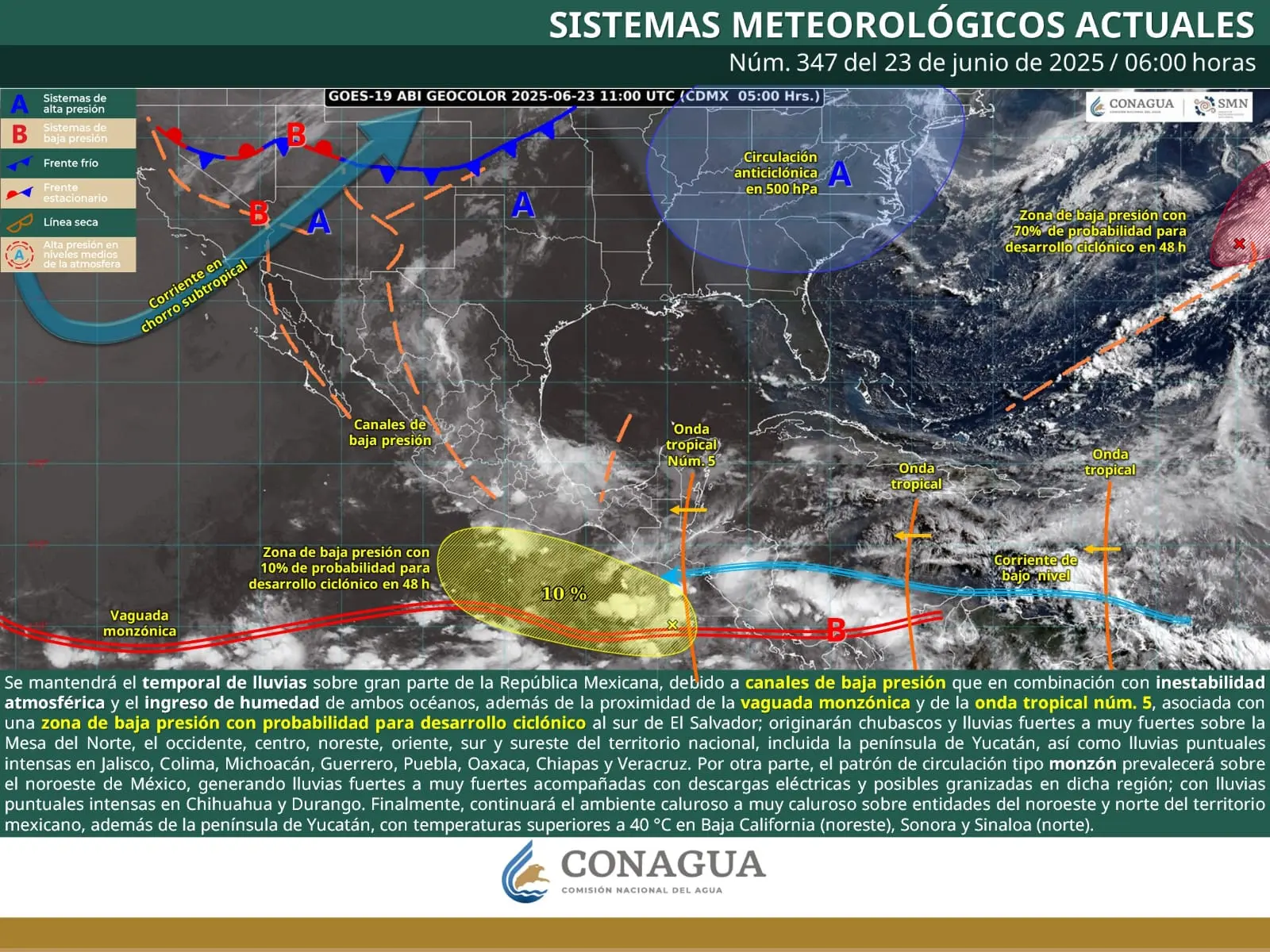 Por onda tropical núm. 5, se pronostican lluvias puntuales intensas en Michoacán