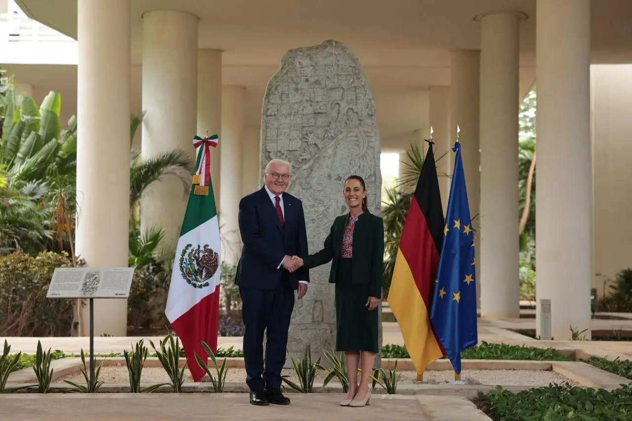 PRESIDENTA CLAUDIA SHEINBAUM RECIBE A SU HOMÓLOGO DE LA REPÚBLICA FEDERAL DE ALEMANIA, FRANK-WALTER STEINMEIER, EN EL MUSEO MAYA DE CANCÚN