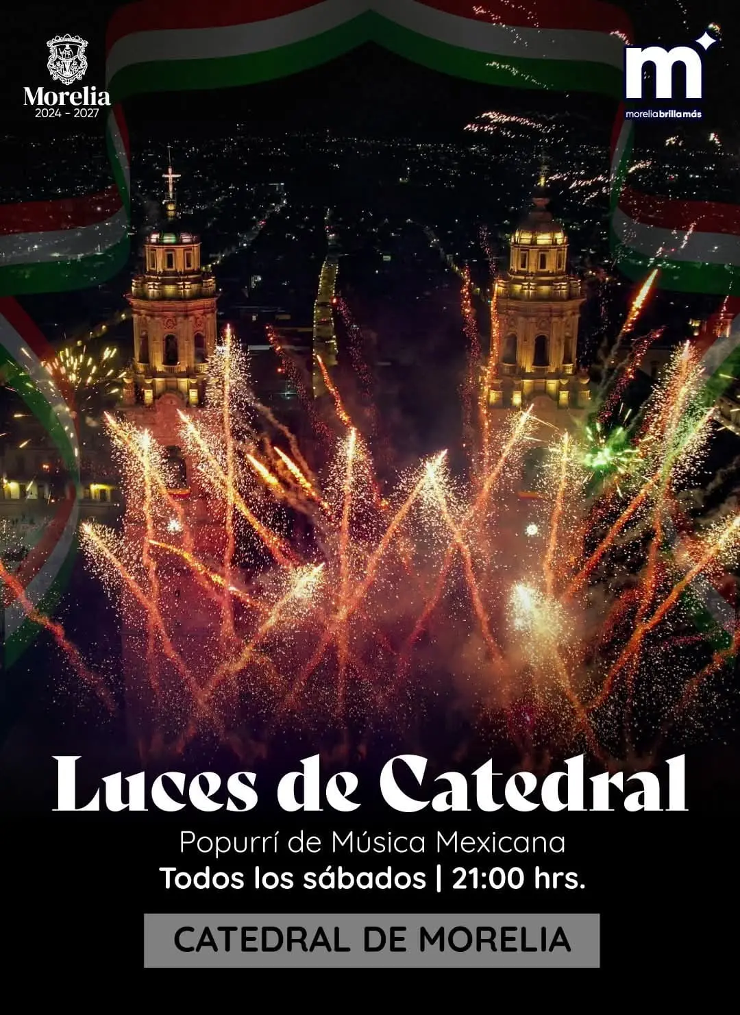 Primer espectáculo “Luces de Catedral” de septiembre, estará acompañado con Popurrí de Música Mexicana