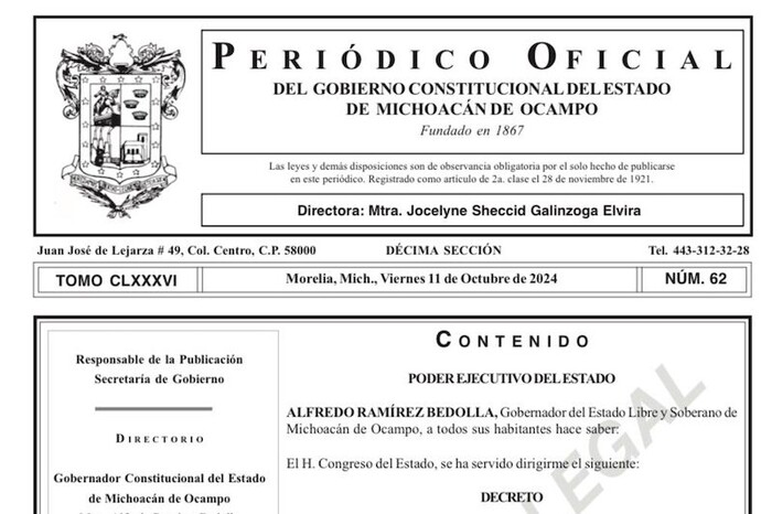 Publica Periódico Oficial el Decreto que legaliza los abortos en Michoacán