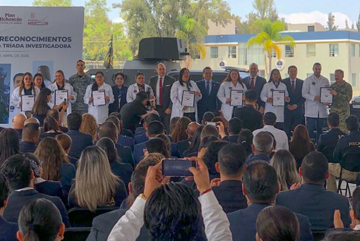 Reconocen a peritos, policías y MP tras evaluación que coloca a Michoacán con baja impunidad