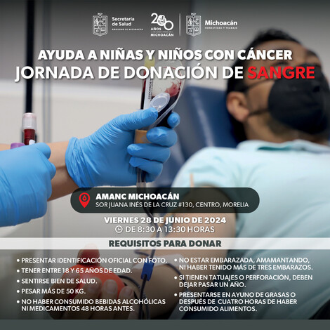 #Salud | Invita SSM a donar sangre para ayudar a niñas y niños con cáncer