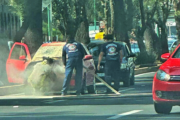 Se incendia automóvil en el libramiento de Morelia, cerca del Zoológico