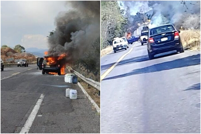 Se incendian dos vehículos en distintas carreteras de Michoacán