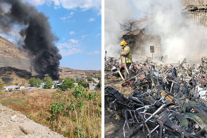 Se incendian llantas y partes de motos, en corralón de Apatzingán