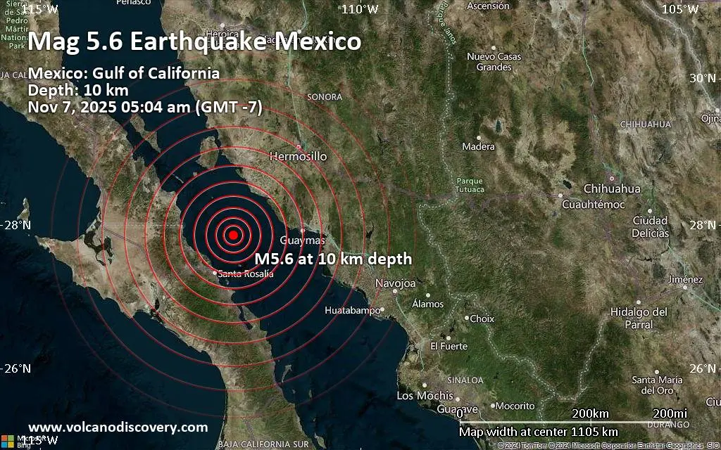 Se percibe sismo de magnitud 5.7 en Sonora y Baja California Sur