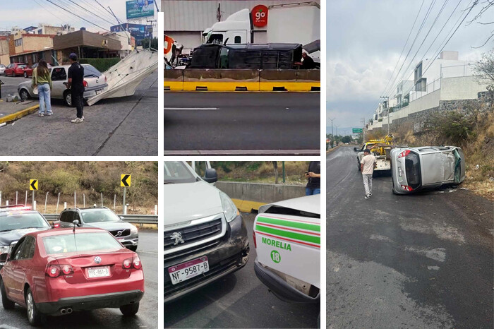 Se registran 6 accidentes vehiculares en distintos puntos de Morelia