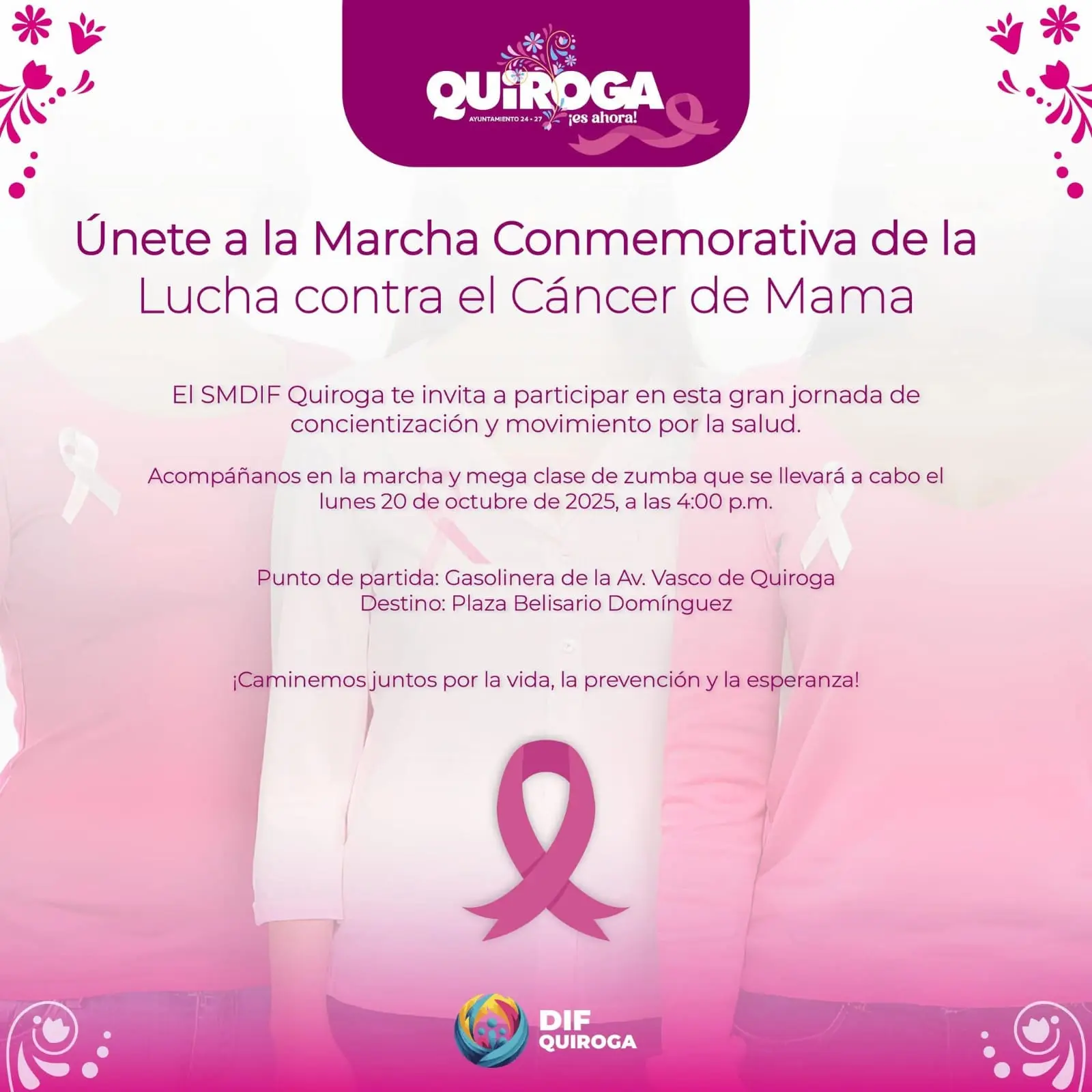 Se une Quiroga en una sola voz contra el cáncer de mama