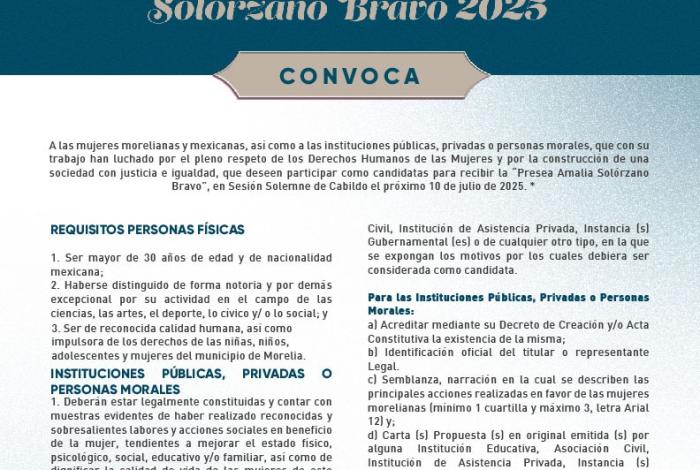 Semmujeris invita a reconocer a quienes hacen historia, con Presea ‘Amalia Solórzano Bravo’