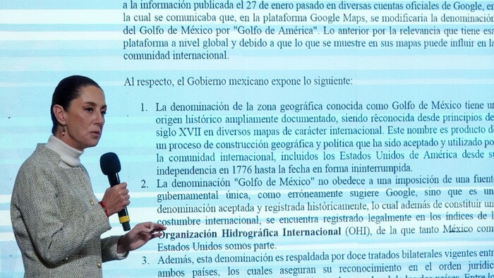 Sheinbaum envía carta a Google para denunciar cambio de nombre al Golfo de México