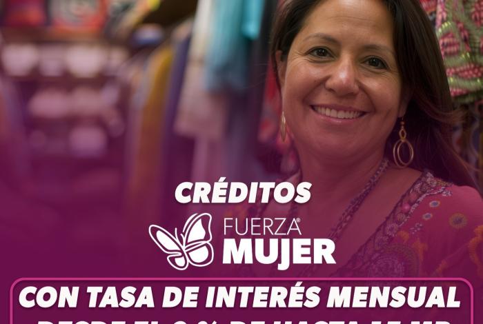 Sí Financia ofrece créditos Fuerza Mujer con tasa de interés mensual desde el 0 %
